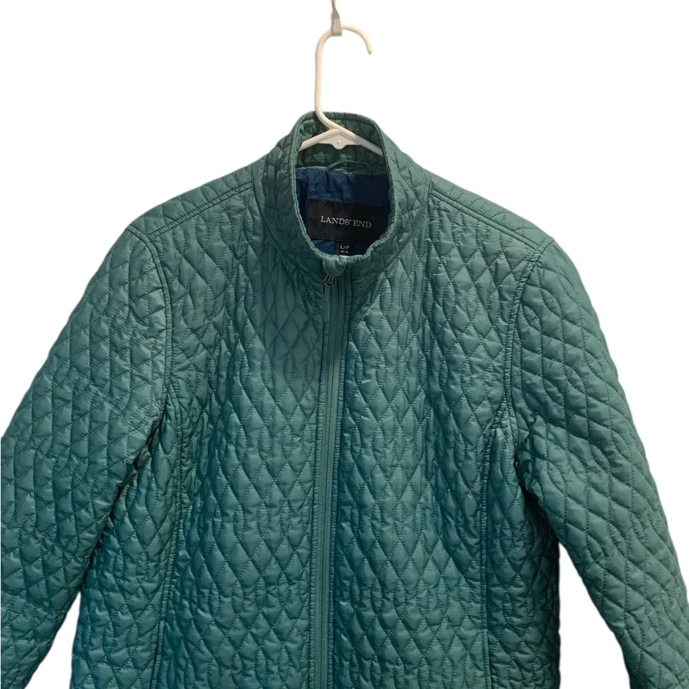 Lands End Quilted Puffer Packable Jacket in Teal Large Petite